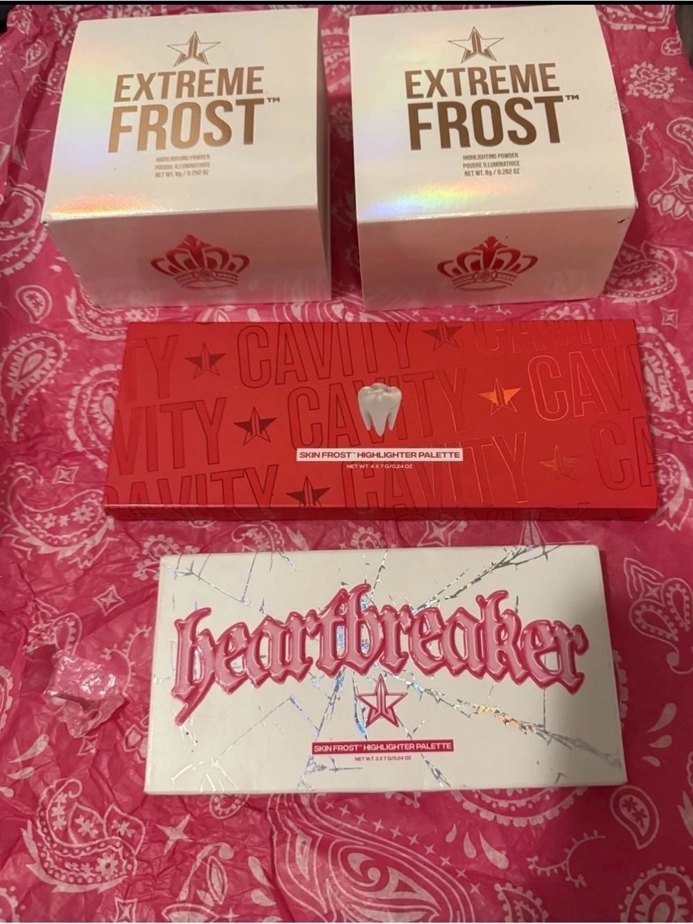 Jeffree Star Extreme Frost Lick My Glit & Gag Me + Cavity & Heartbreaker Bundle